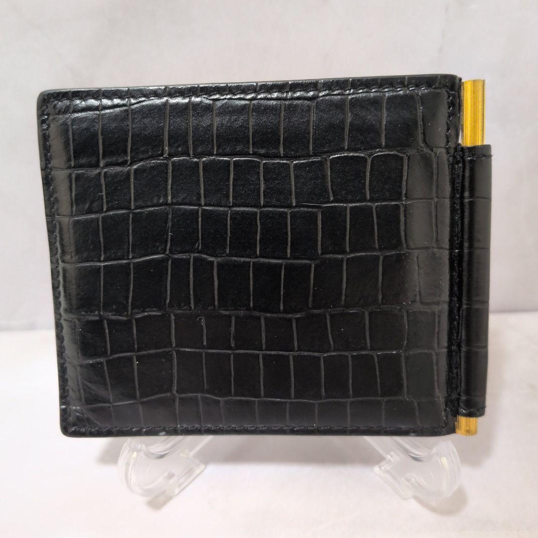 ✨美品✨トムフォード　マネークリップ　クロコ　ロゴ　レザー　財布