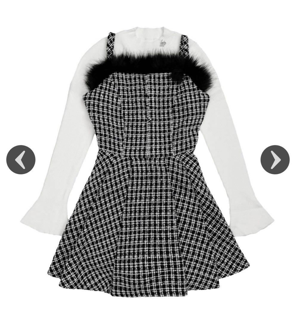 ｍｉｃｈｅｌｌＭａｃａｒｏｎ　フェザーツイードニットセットワンピース