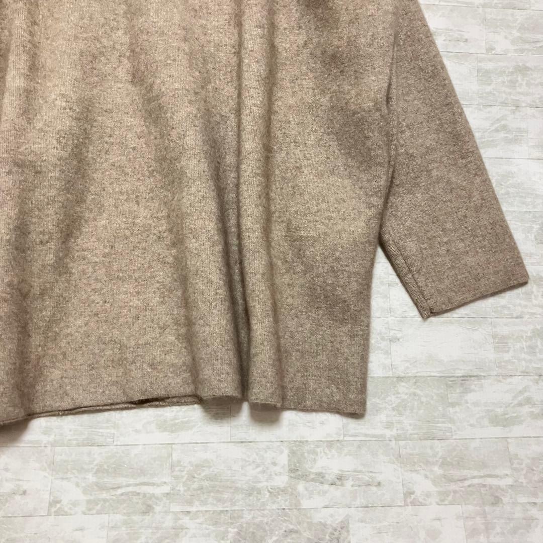 【美品】BEARDSLEY ビアズリー 洗える ニットコート ノーカラー モカ