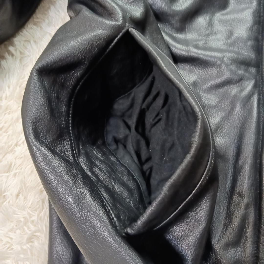 90s オールド バナナリパブリック M 肉厚 本革 シングル ダブルジップ