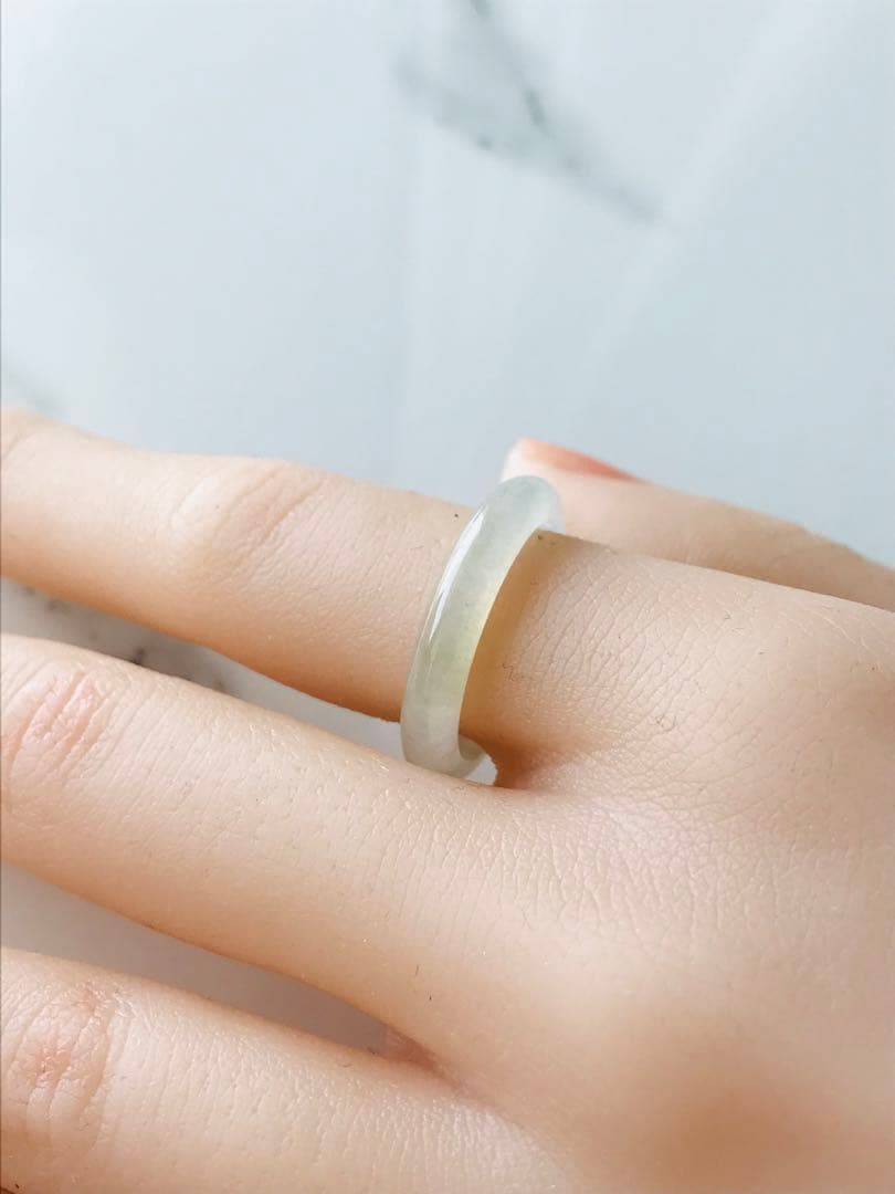 [R410-002］翡翠　くりぬき　リング　天然石　一点物　ミャンマー産　16号