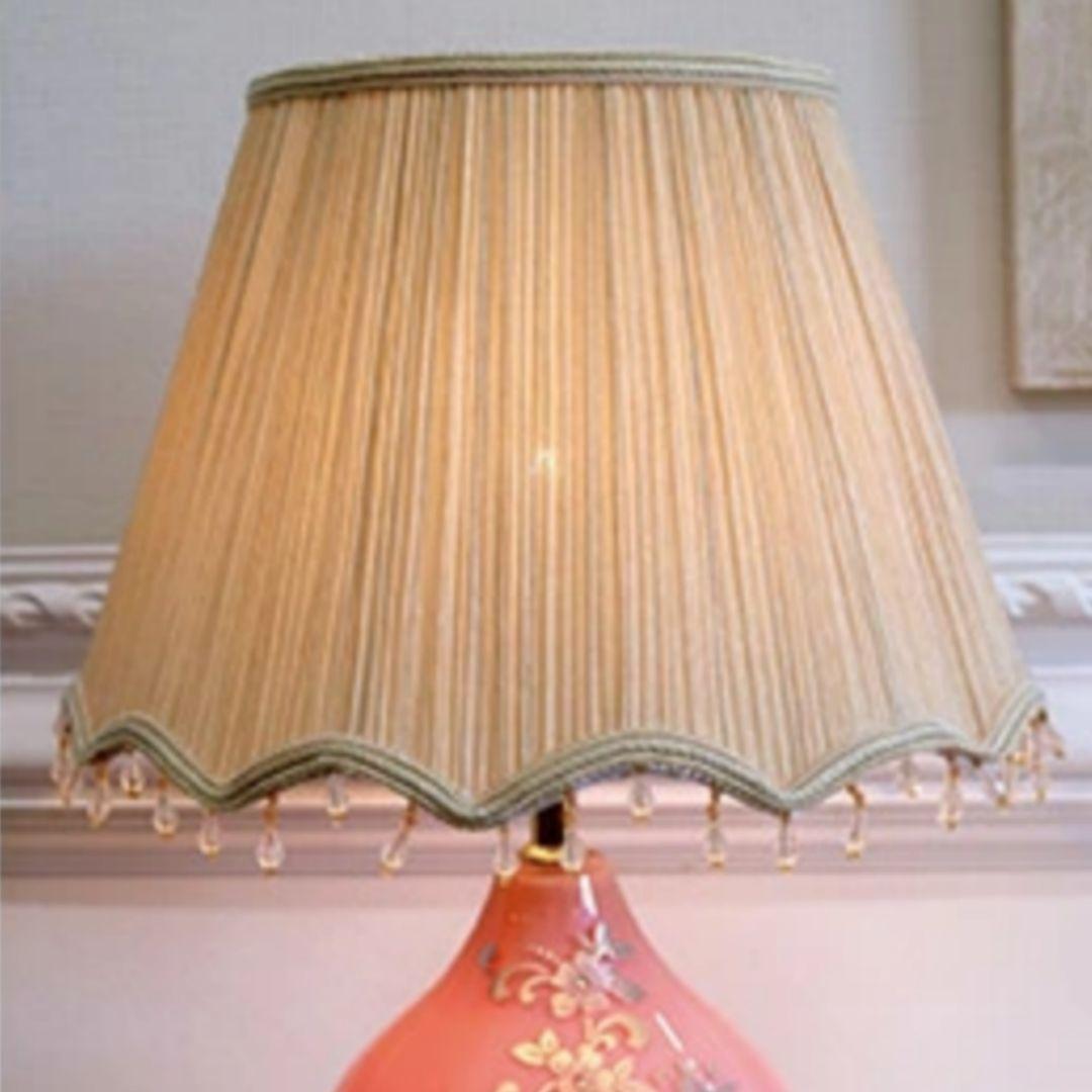 輸入雑貨　ガラス内臓ランプ　布シェード　テーブルスタンド　ヨーロピアン