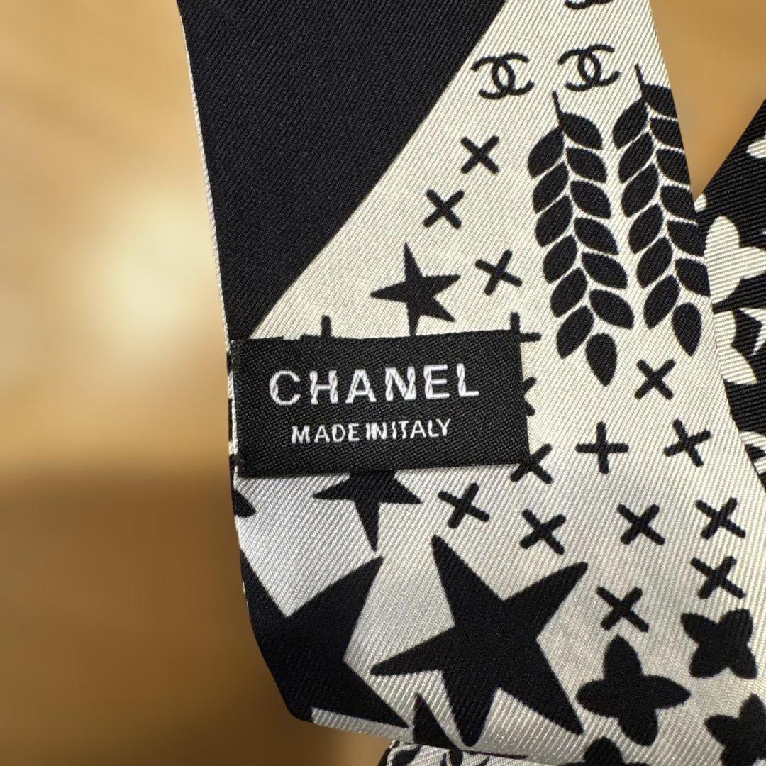 はるひ☆…様 CHANEL シャネル　細スカーフ　ブラック/ホワイト