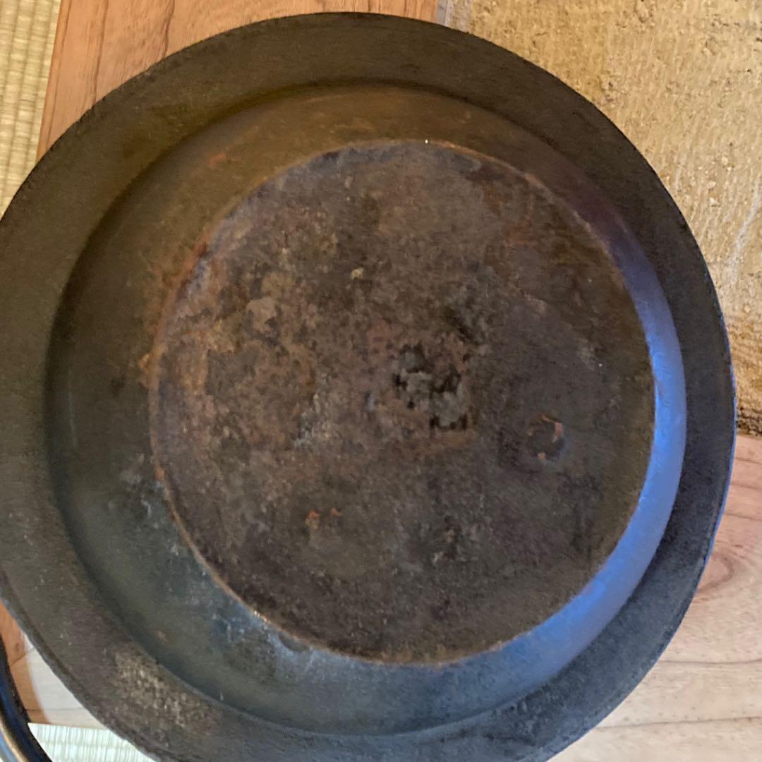 古い大きな鉄瓶 茶道具 置物 和風 大型 骨董品 インテリア レトロ