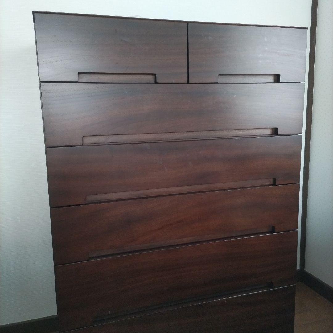 民芸家具　国産　ダークブラウン楠箪笥　6段