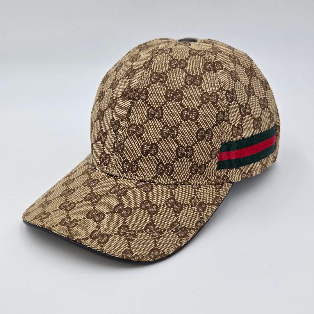 【極美品】グッチ　Gucci GG柄　ベージュ　キャンバス ベースボールキャップ