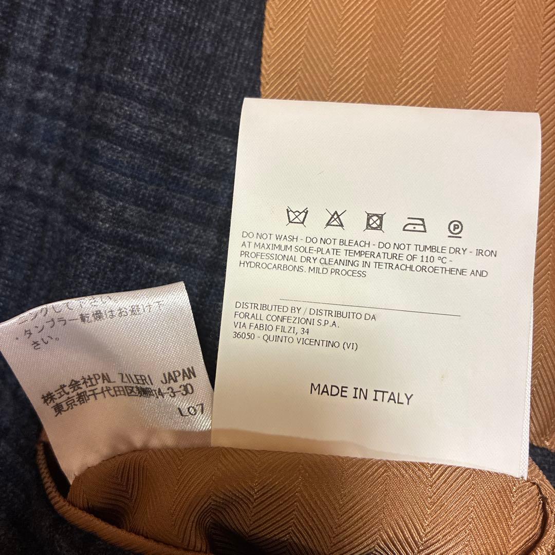 ネイビー チェック柄 ダブルブレストコート