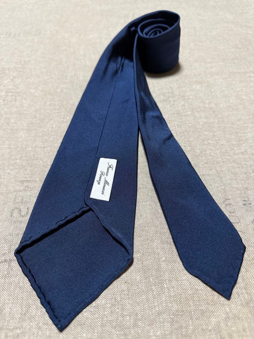 Franco Minucci／セッテピエゲ／ソリッドタイ／ネイビー／Italy製