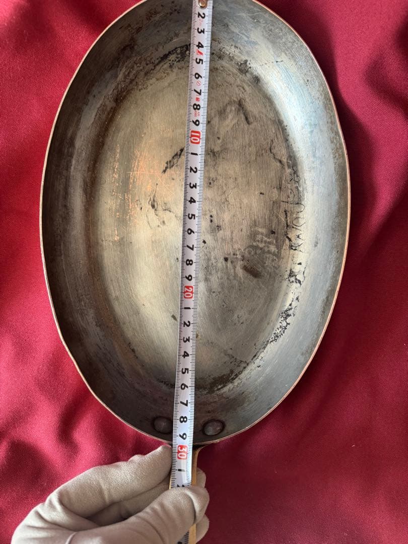 銅製楕円形フライパン Made in France約30cm x 20cm