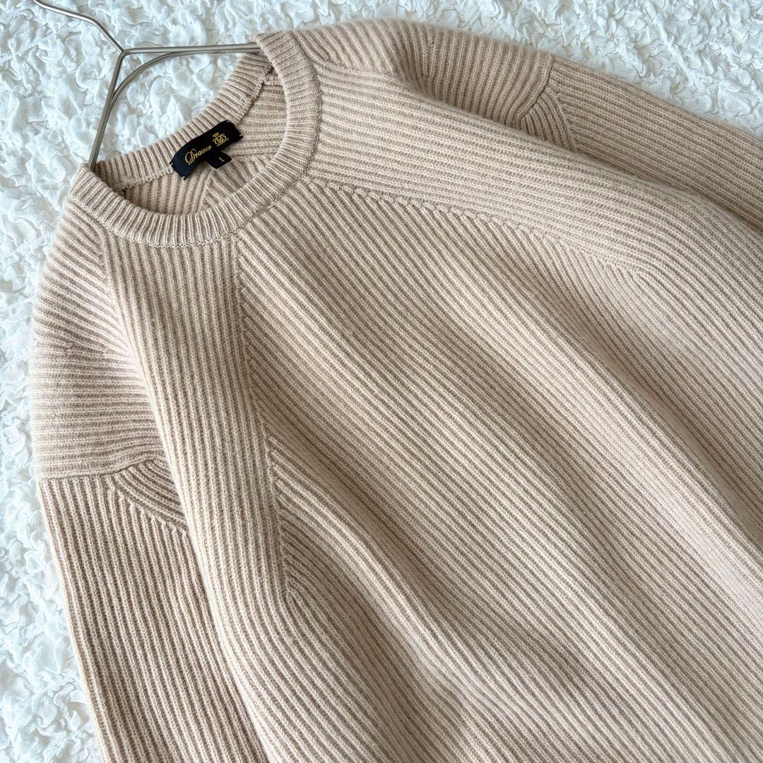 ドゥロワー ウール カシミヤ 9G 畦編み クルーネックニット セーター