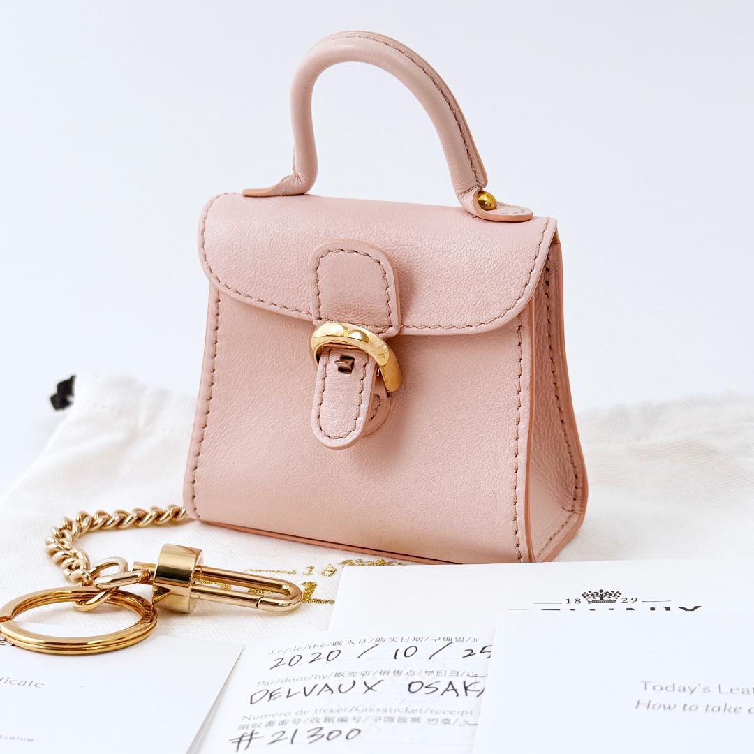 定価21万【極美品】デルヴォー バッグ型 チャーム ブリヨン チェーン 薄ピンク