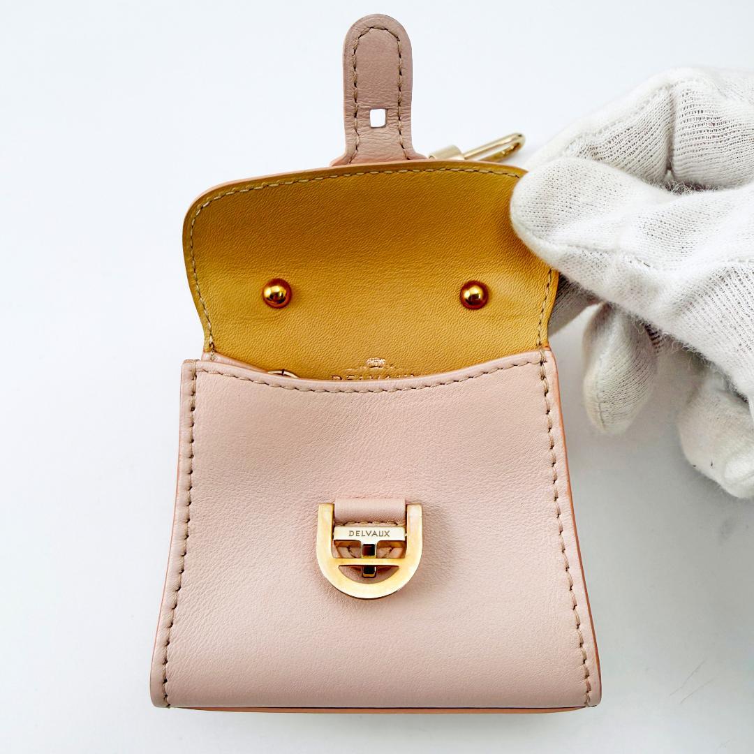定価21万【極美品】デルヴォー バッグ型 チャーム ブリヨン チェーン 薄ピンク