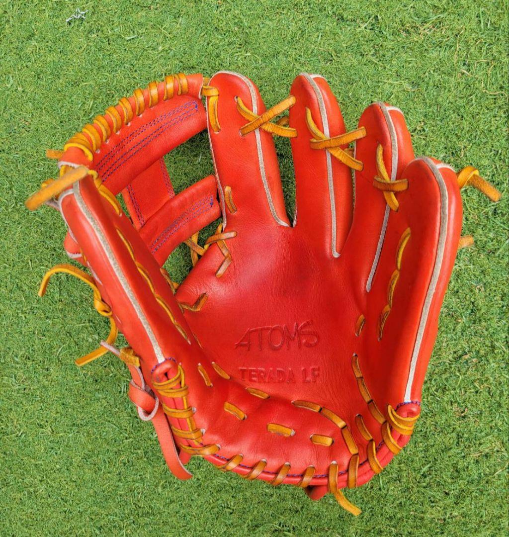ATOMS アトムズ 硬式 グローブ 内野手用　レッドオレンジ