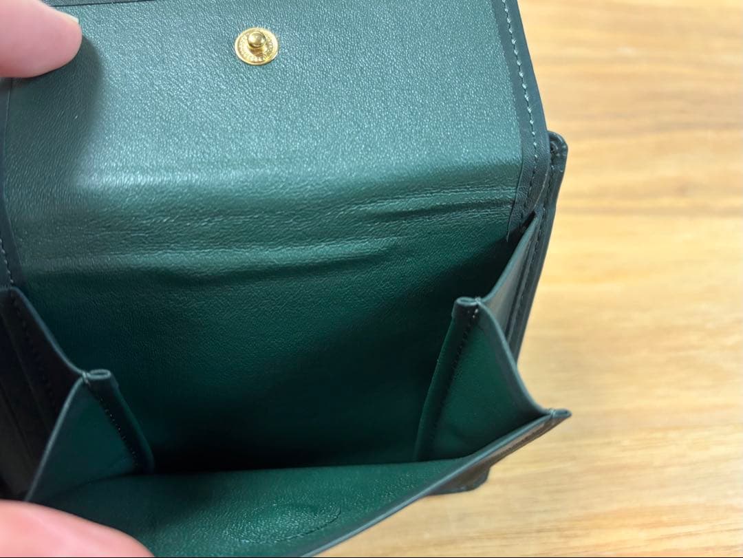 未使用◇CYPRIS◇キプリス◇レーニアカーフ 折財布◇グリーン◇定価2.5万