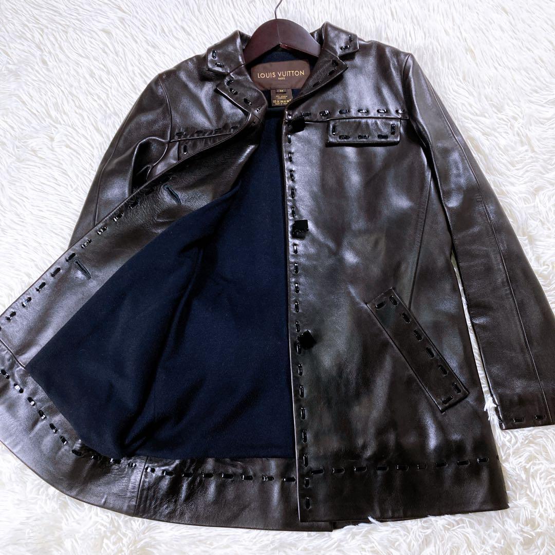 ルイヴィトン　ラムレザーコート　ジャケット　アンゴラ　カシゴラ　羊革　LV 34