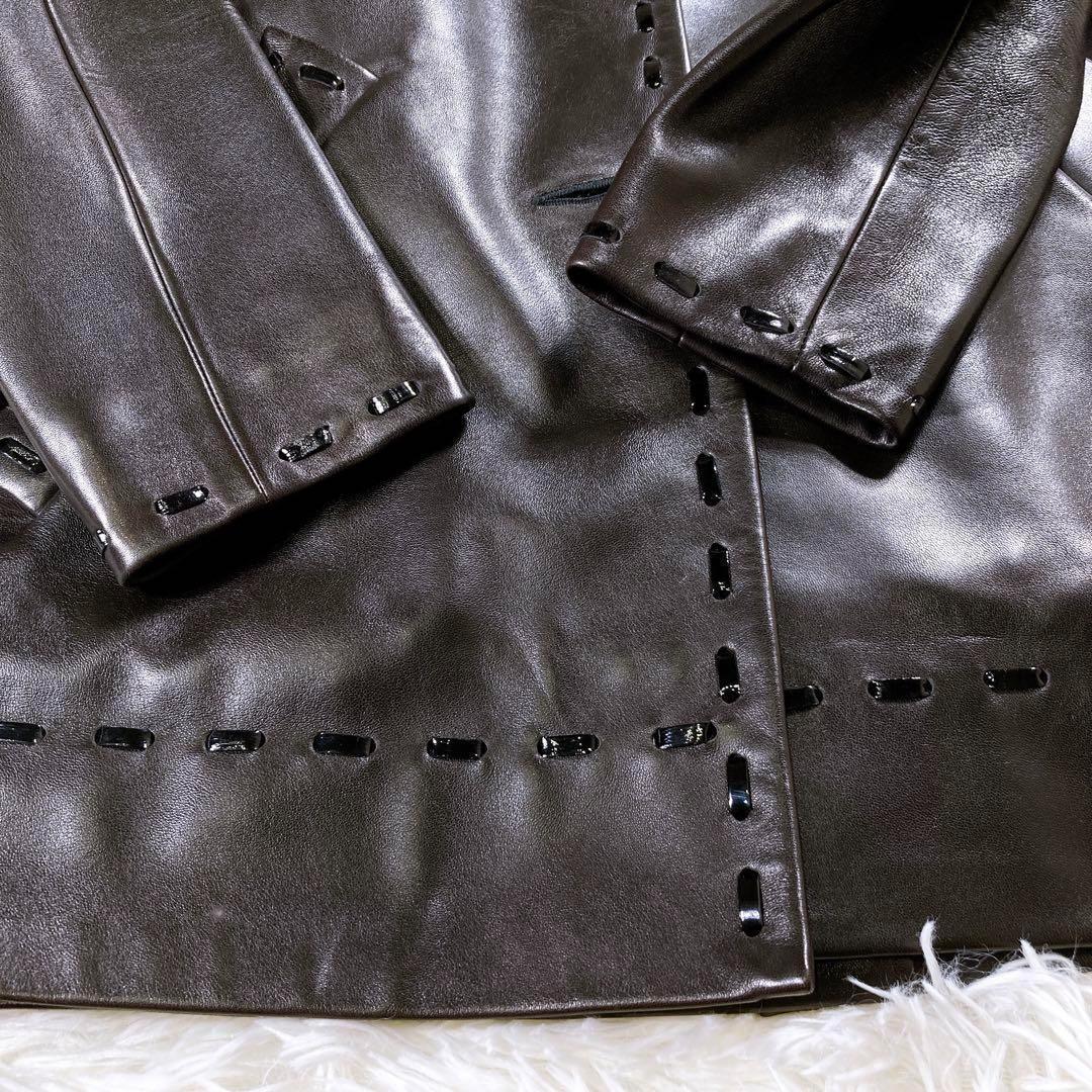 ルイヴィトン　ラムレザーコート　ジャケット　アンゴラ　カシゴラ　羊革　LV 34