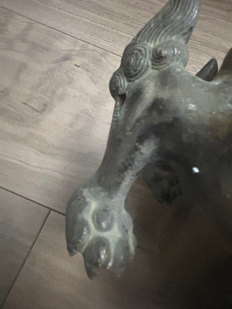 古董，古銅製，金工，獅子香炉，重1900克