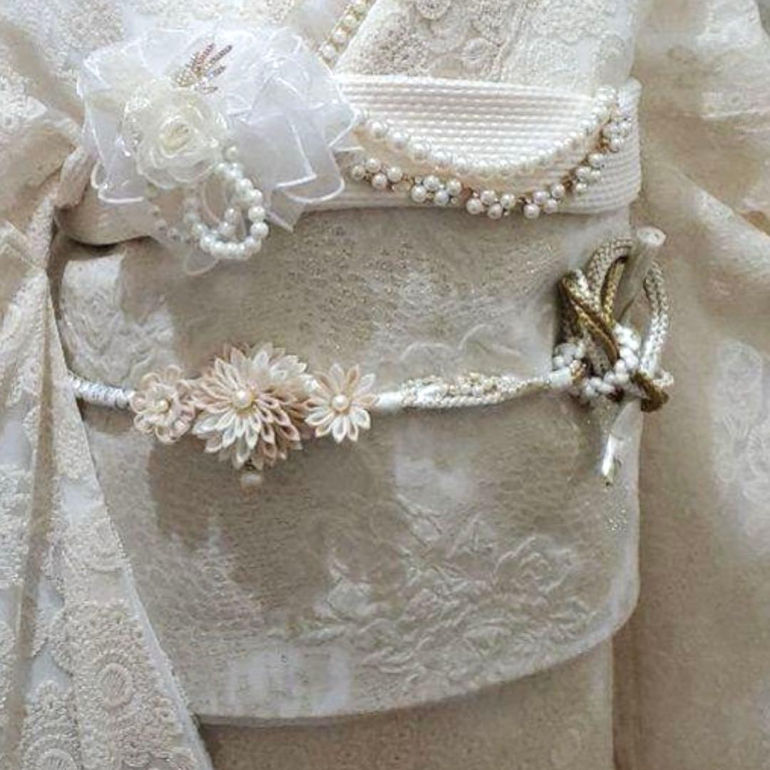 かず【超美品】振袖 8点セット一式　長襦袢 総刺繍レース　ブーツ髪飾りつき