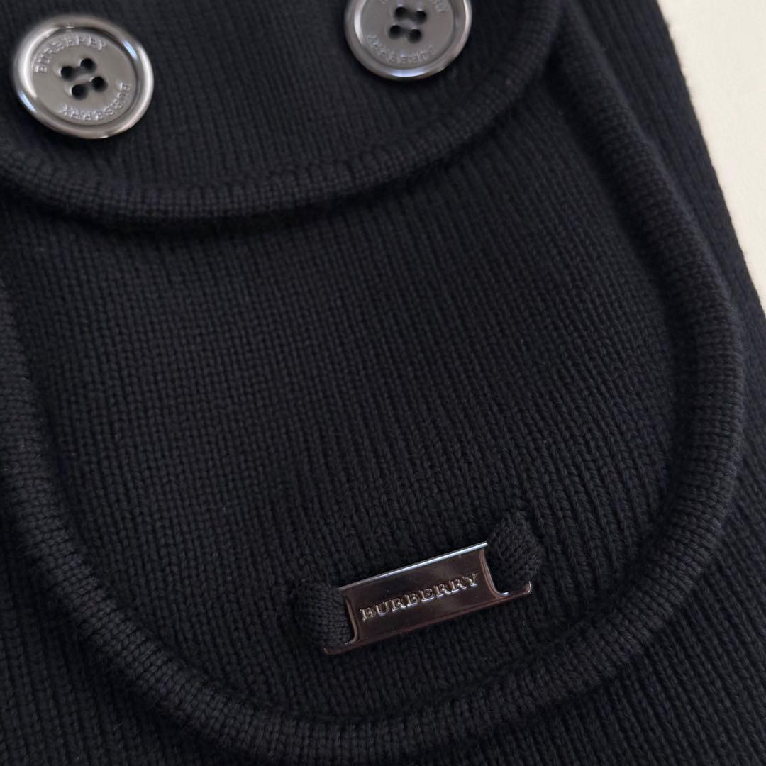 バーバリーロンドン✨大きめ✨ダッフルロングカーディガン（XL）ブラック　ジッパー