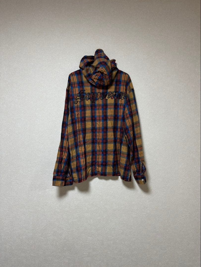 Supreme チェックフーディシャツM