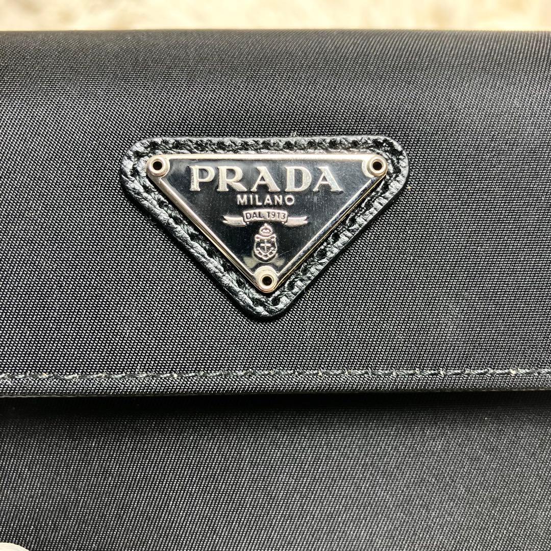 【未使用級】 プラダ ナイロン サフィアーノ 三つ折り 三角プレート