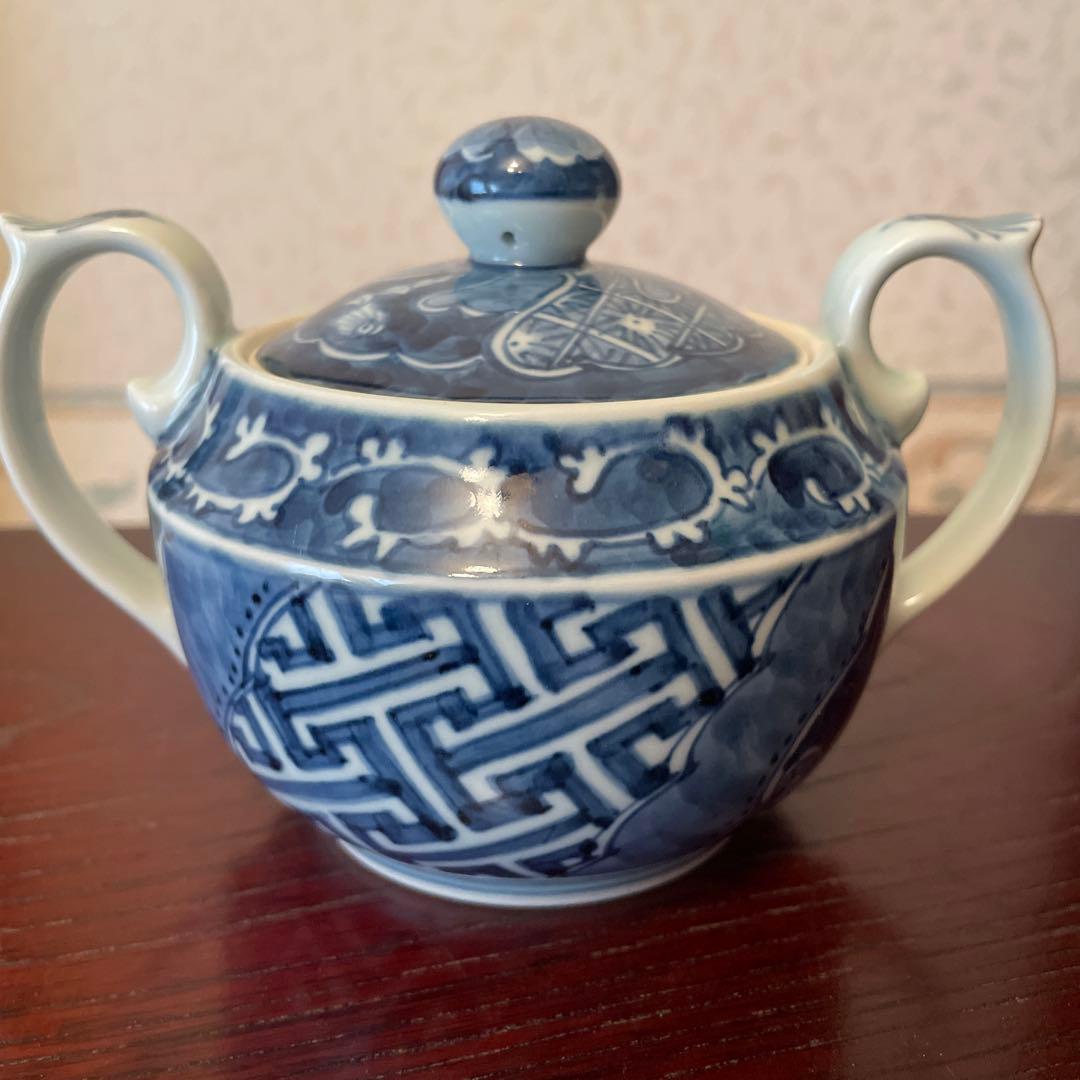有田焼　陶祥窯　祥瑞　手描き　ティーポット　シュガー　クリーマー　染付