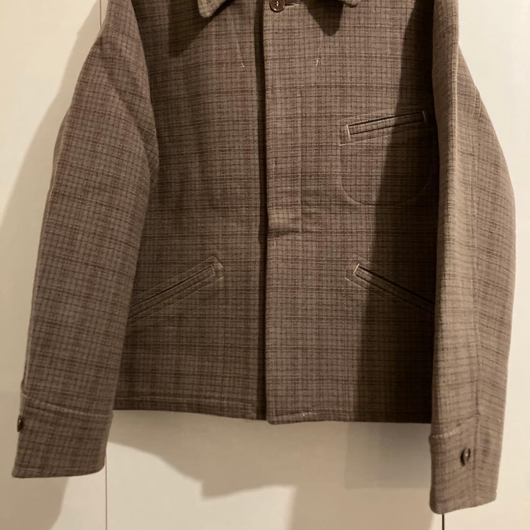 アットラスト ウールスポーツジャケット 42 チェック グレーパープル系