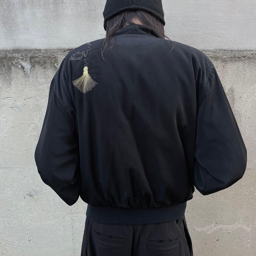 90's vintage スカジャンライク 和風刺繍 モード ブルゾンジャケット