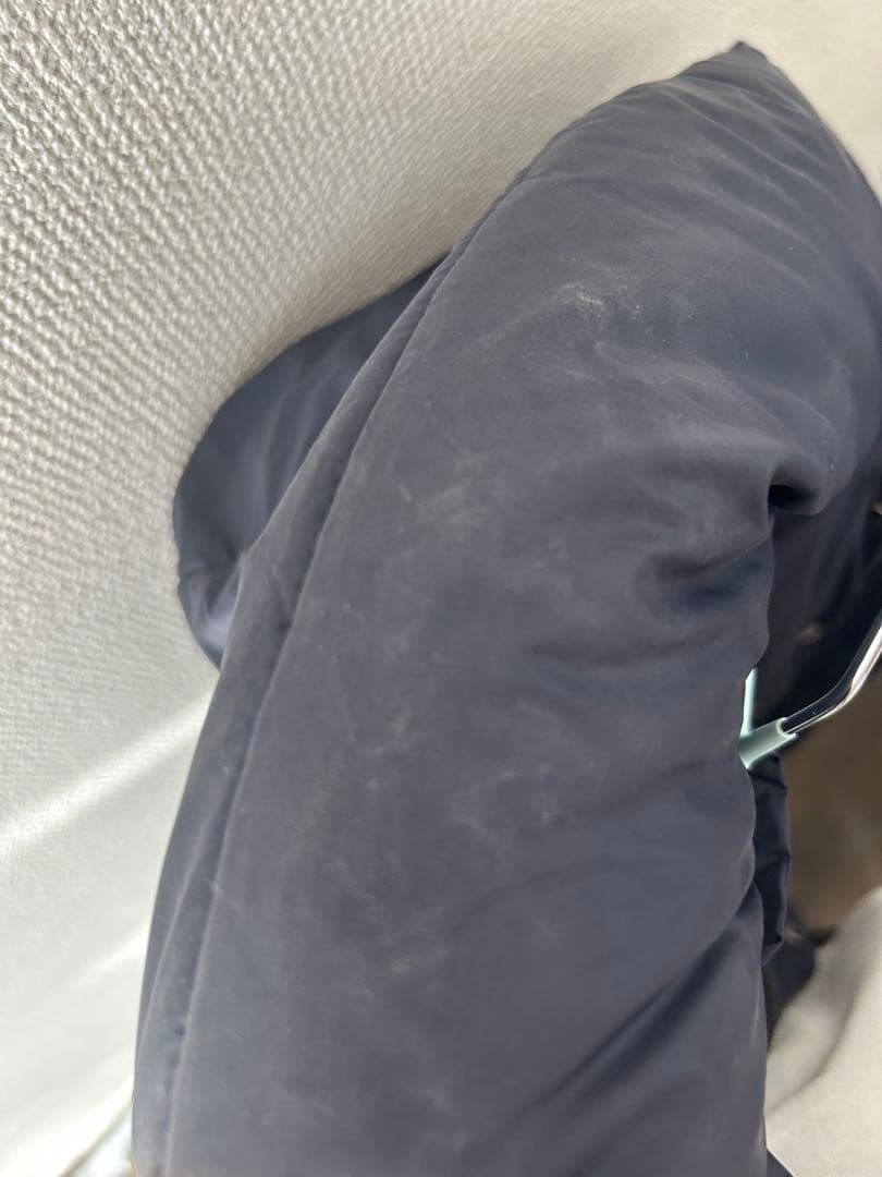 バーバリーダウンコート　ベルト欠損　取り外し可のフード付き　レディースM 紺