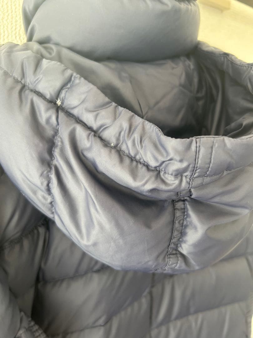 バーバリーダウンコート　ベルト欠損　取り外し可のフード付き　レディースM 紺