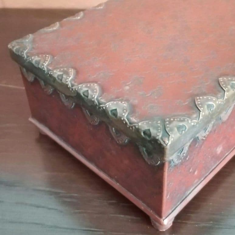 逸品　緋銅　毛織式　蓋物　小物入れ　松栄堂　明治金工　和骨董　骨董　アンティーク