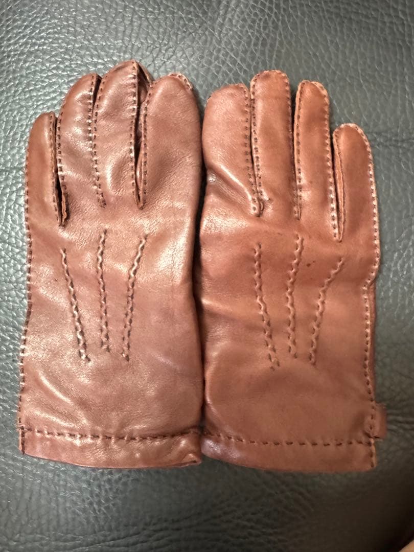 最高峰DENTS のブラウンシープスキンレザー手袋 8ハーフ程度