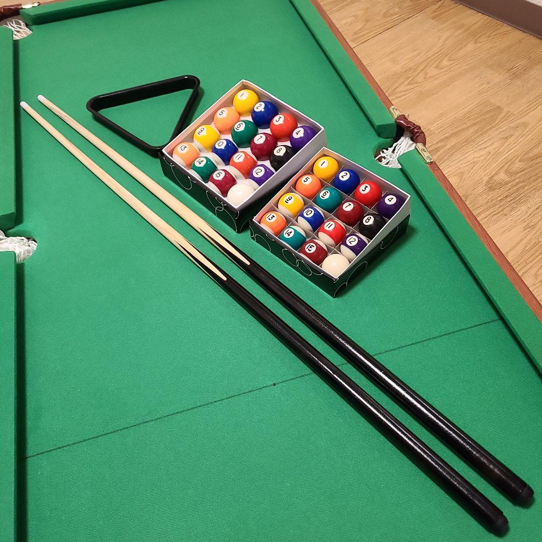 ボール2種類＆折り畳み式ビリヤードテーブル