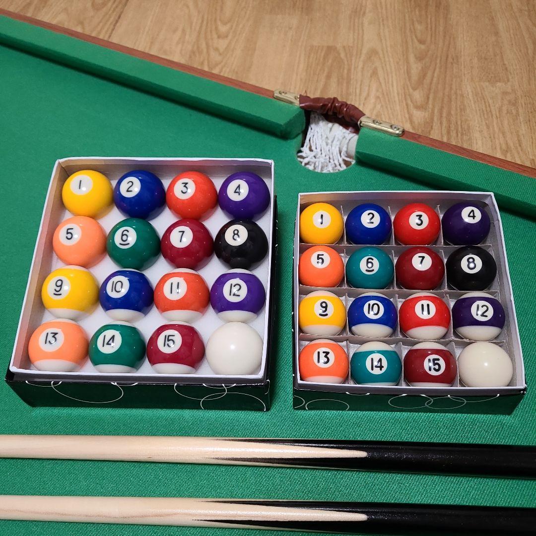 ボール2種類＆折り畳み式ビリヤードテーブル