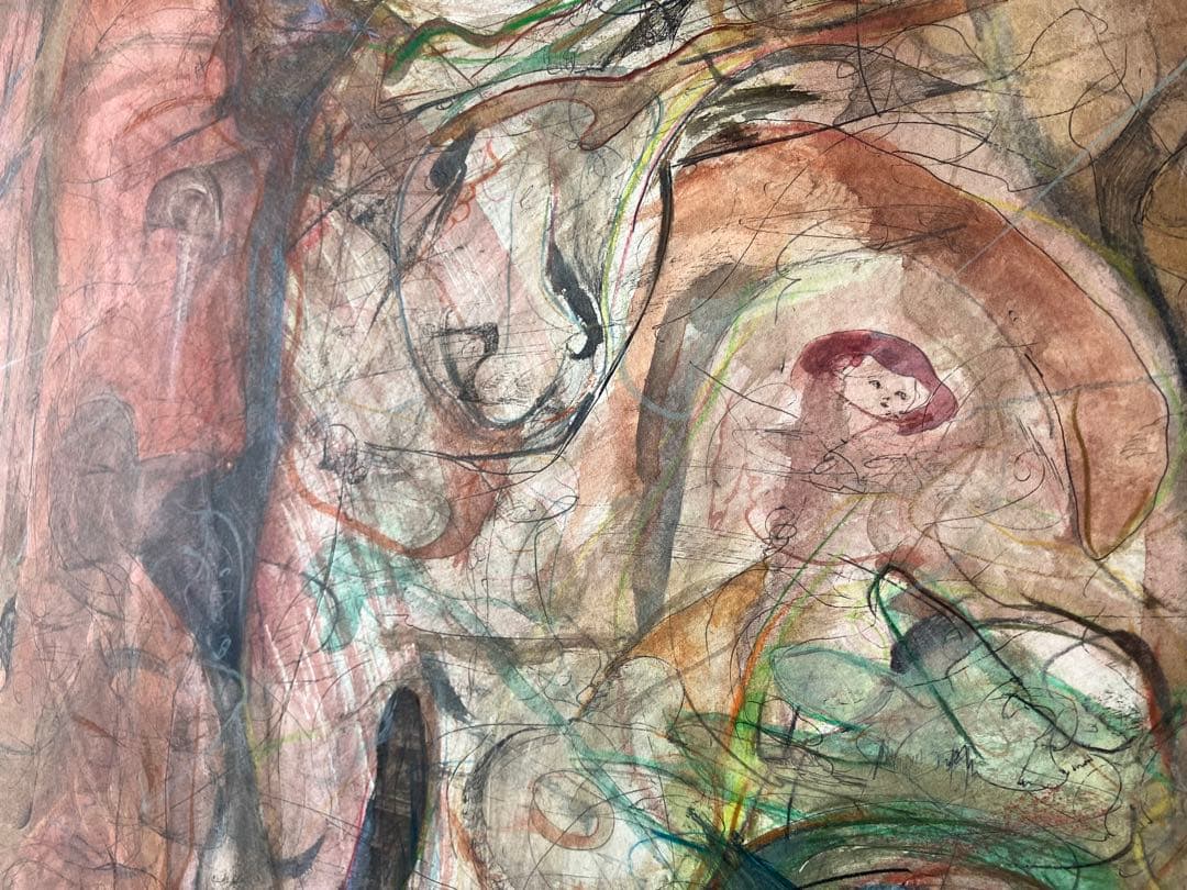 【ぼぼろー 大きめの絵 約83㎝×103㎝】原画絵画スケッチイラスト水彩画芸術