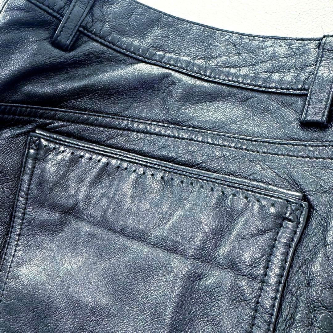 希少✨サンタフェ レザーパンツ 革パン 羊革 シープスキン ブラック W34