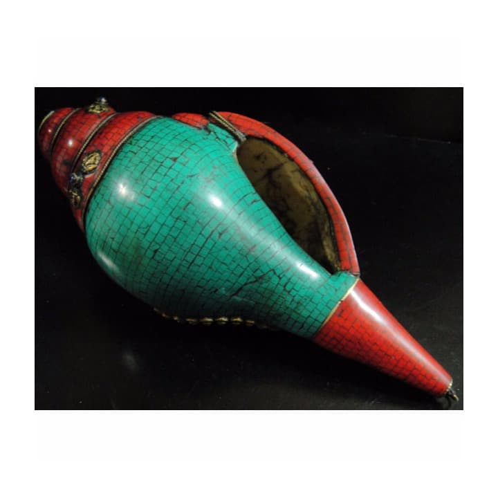 ◆チベット密教法具　法螺貝（シャンカ）羯磨（カツマ） M1