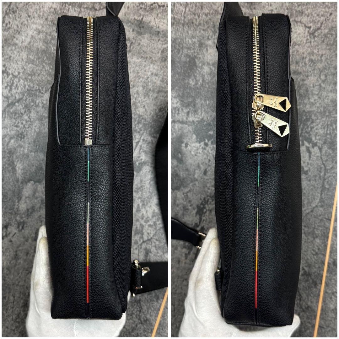 未使用級✨ポールスミス ボディバッグ マルチストライプ 斜め掛け レザー