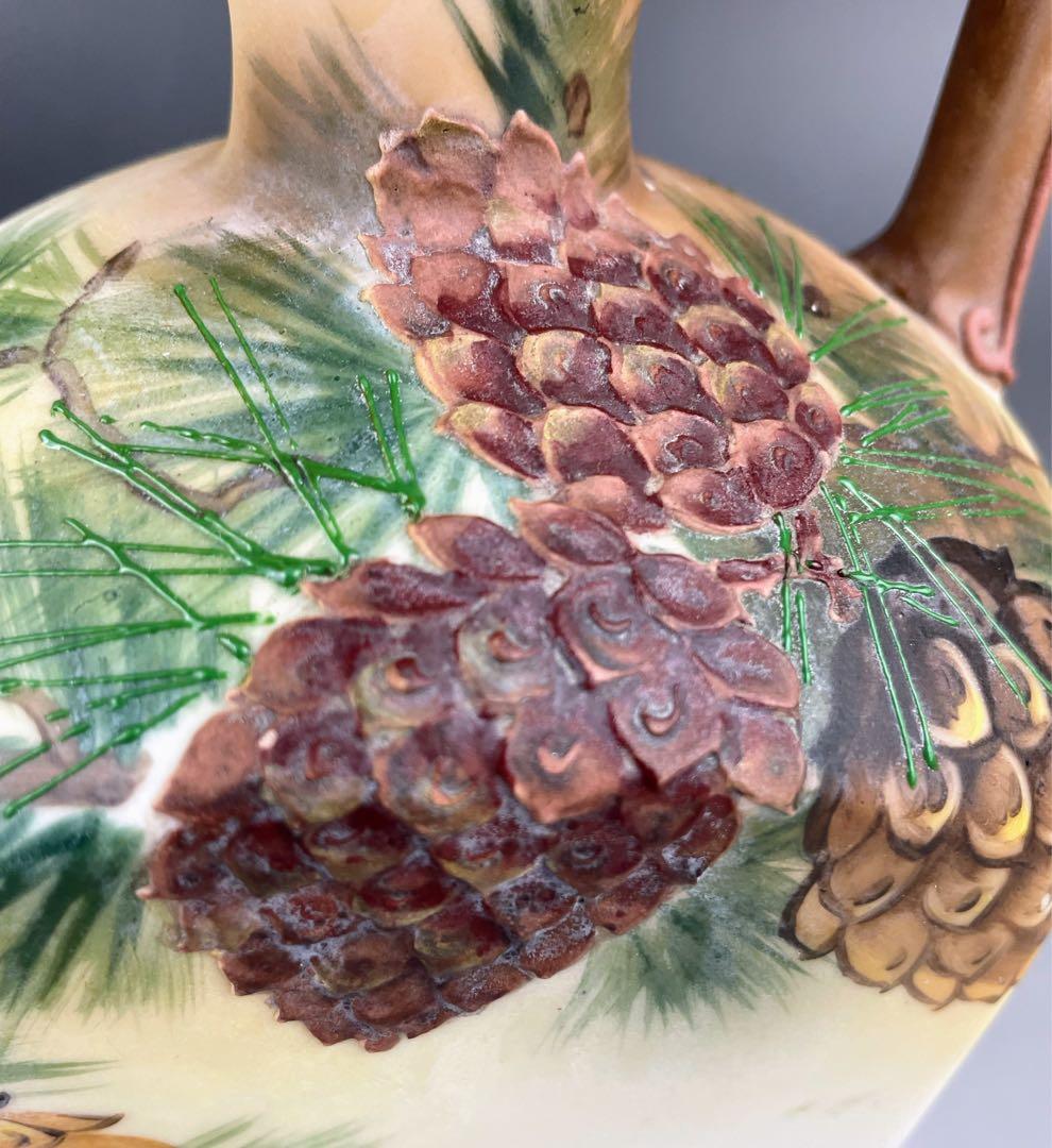 【希少】オールドノリタケ 松ぼっくり紋ウィスキージャグ モールド 盛上げ 松笠