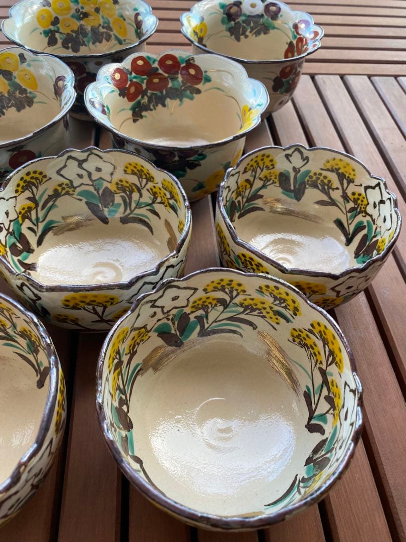 乾山写万寿菊5客秋草向付5客　合計10客 清水焼　新品未使用