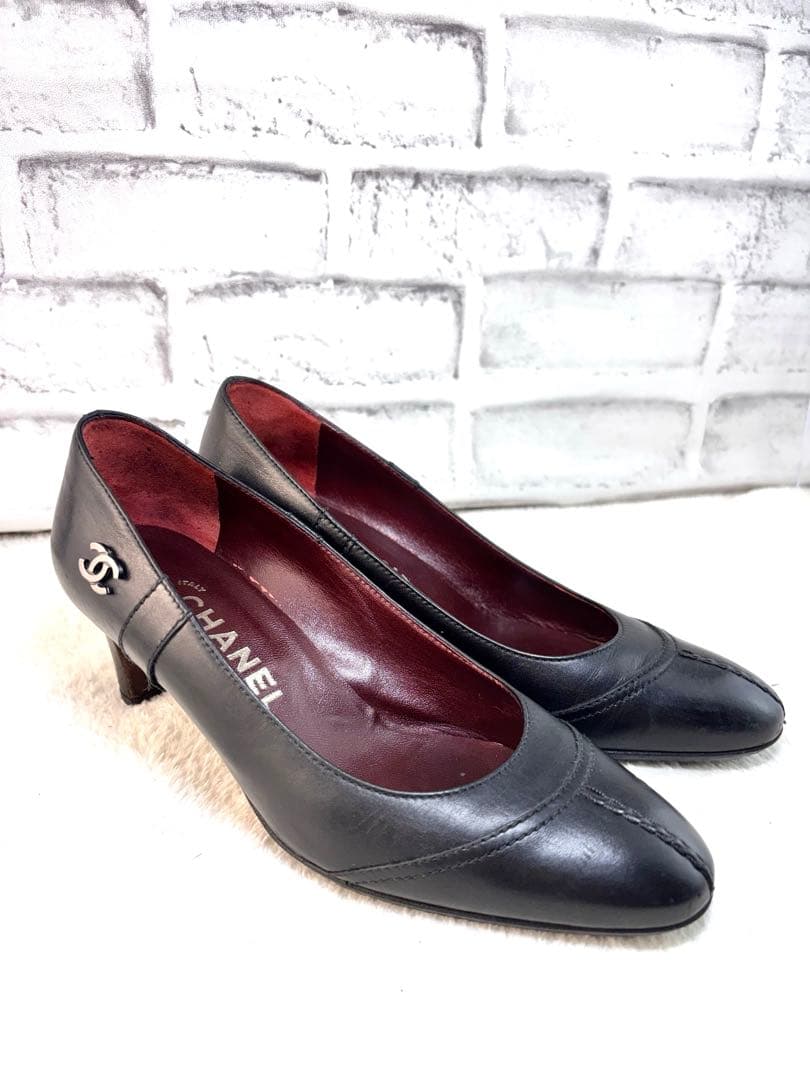 CHANEL ブラック ハイヒール　ココマーク35 1/2 （22.5㎝）