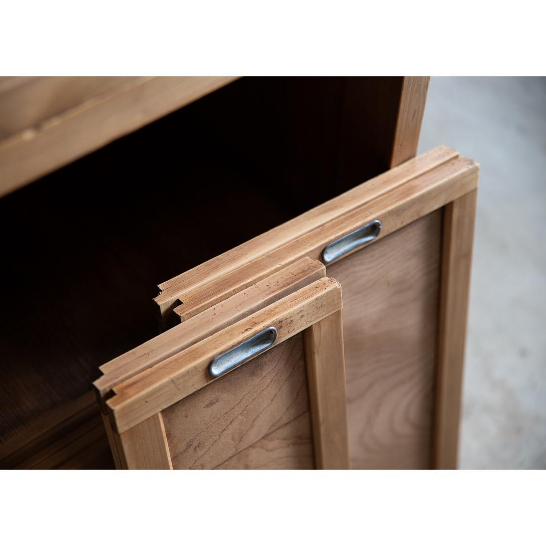 木製戸棚 古家具 2段重ね 収納棚 食器棚 幅890奥410高1210 送料込