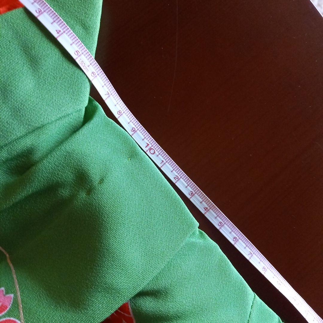 子供用　7歳　着物　長襦袢　帯　帯揚げ　しごき　小物　緑 お正月