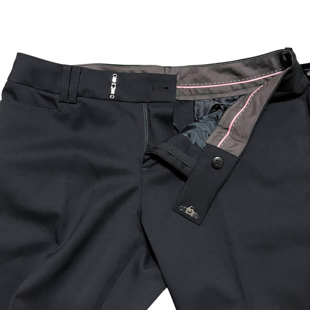 【新品タグ付】n♡line スーツ上下セット 黒パンツスーツ ウール混 11号