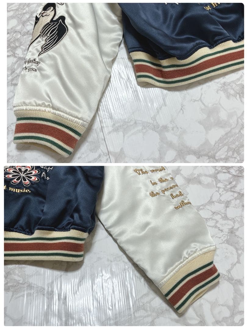 PEAK’D YELLOW 刺繍 和柄スカジャン 40 リバーシブル