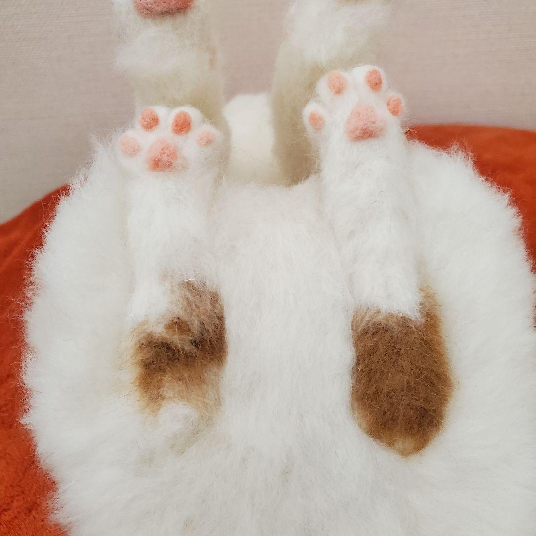 羊毛フェルト猫　ハンドメイド　茶白ハチワレ