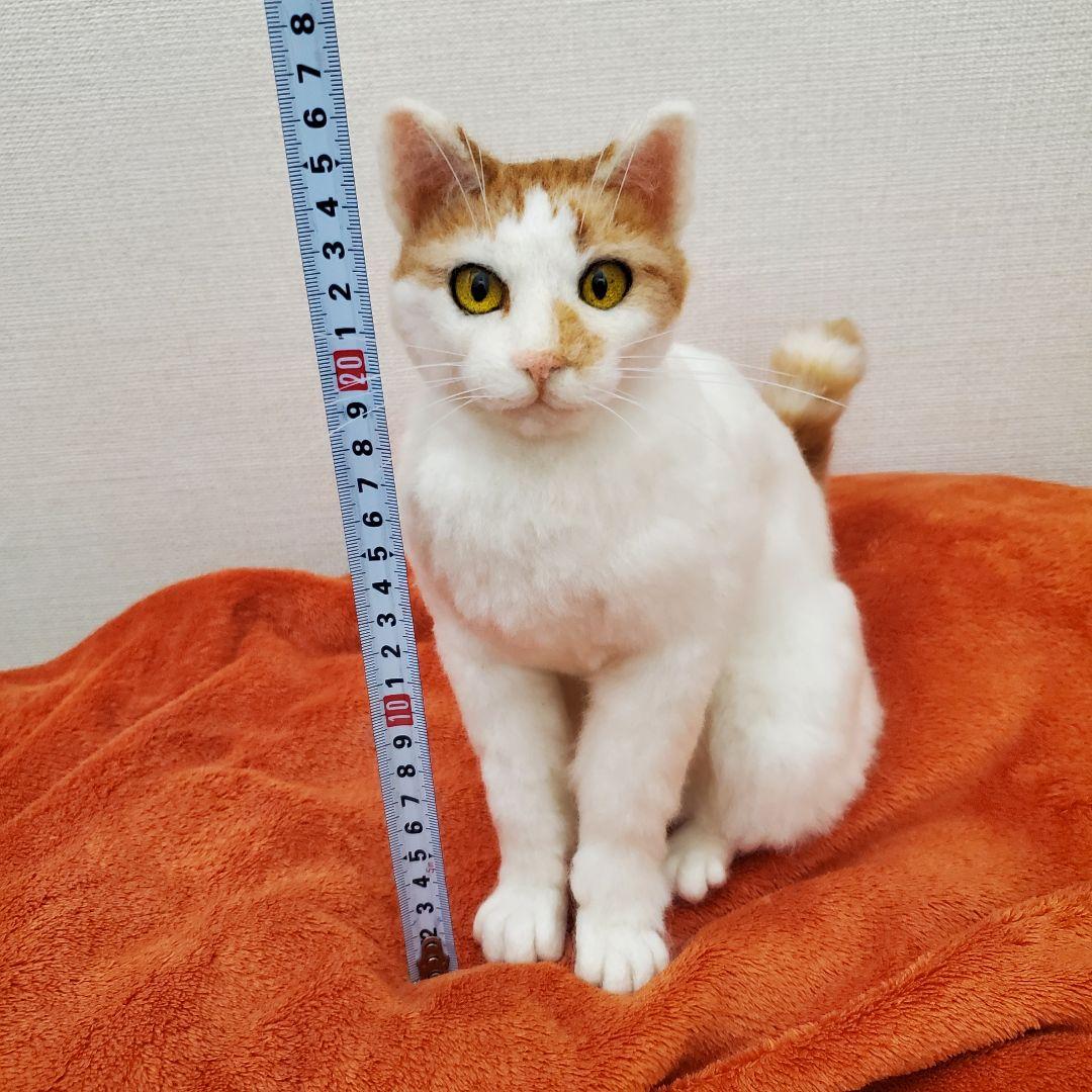 羊毛フェルト猫　ハンドメイド　茶白ハチワレ