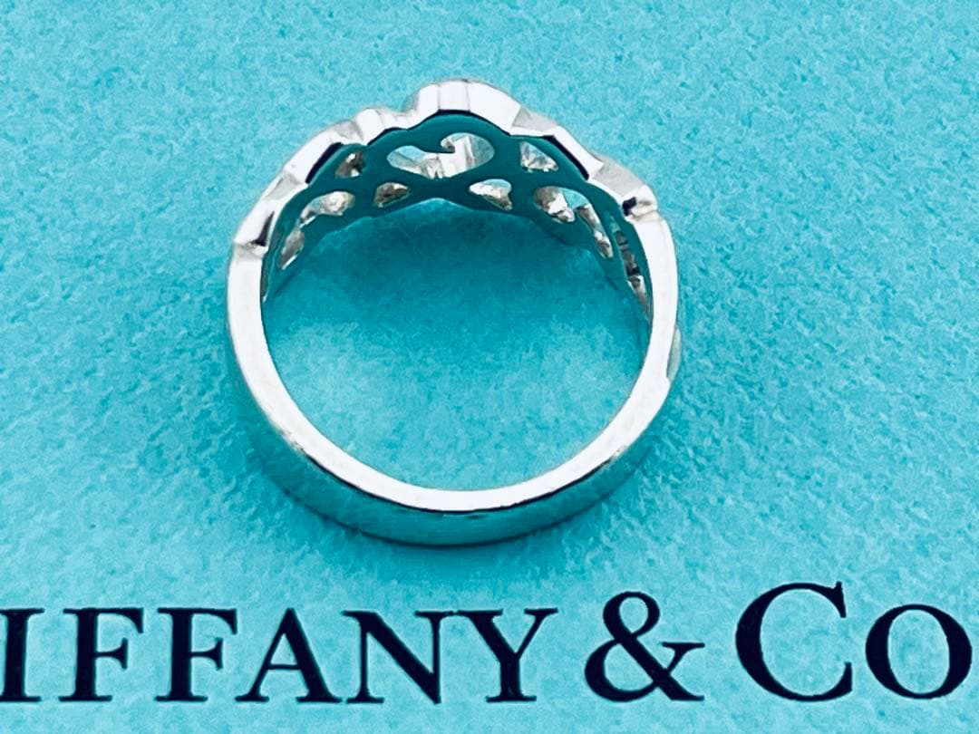 h924美品　ティファニー　トリプル　ラビングハート　リング　925約11.5号