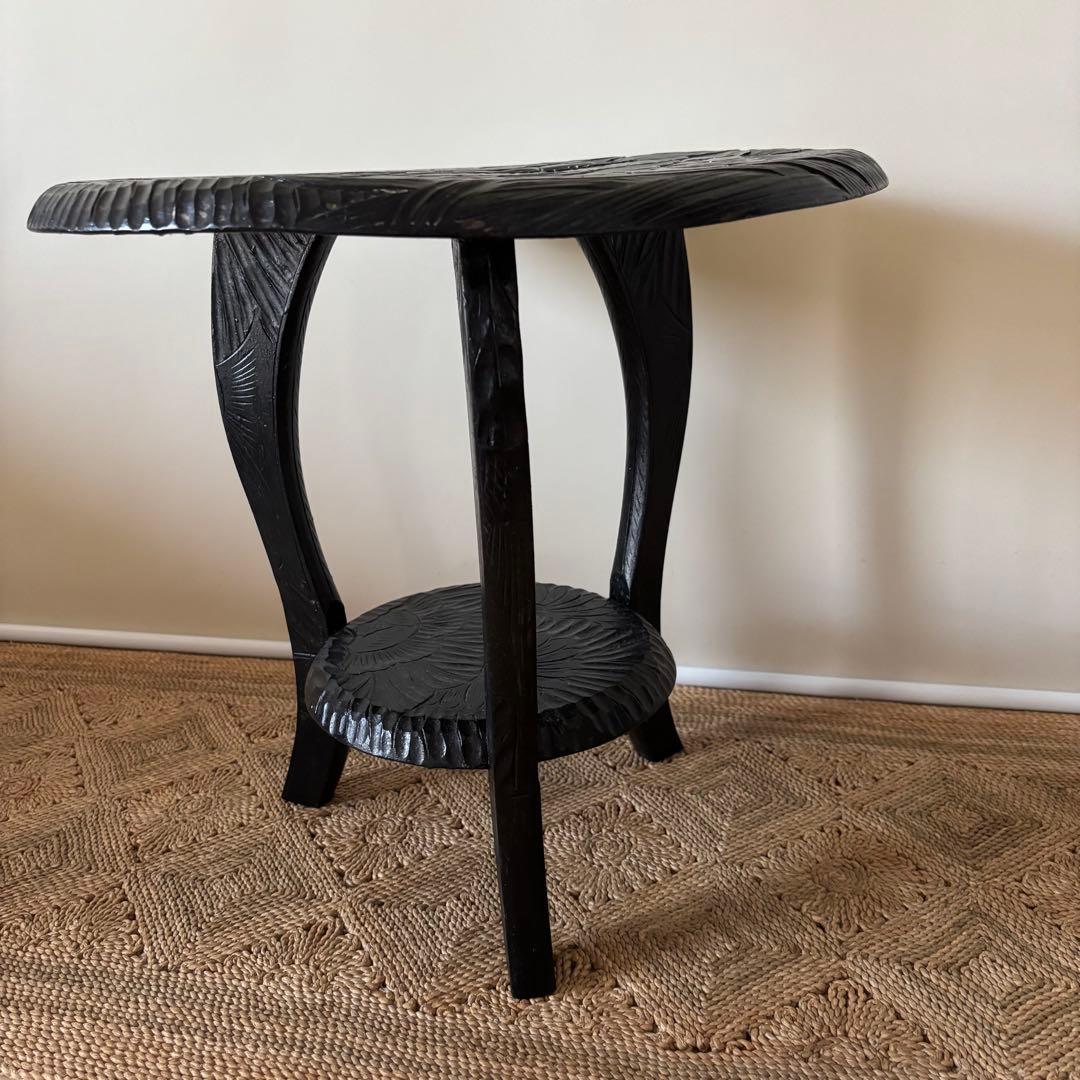 日光彫 丸テーブル サイドテーブル ミニテーブル 伝統工芸