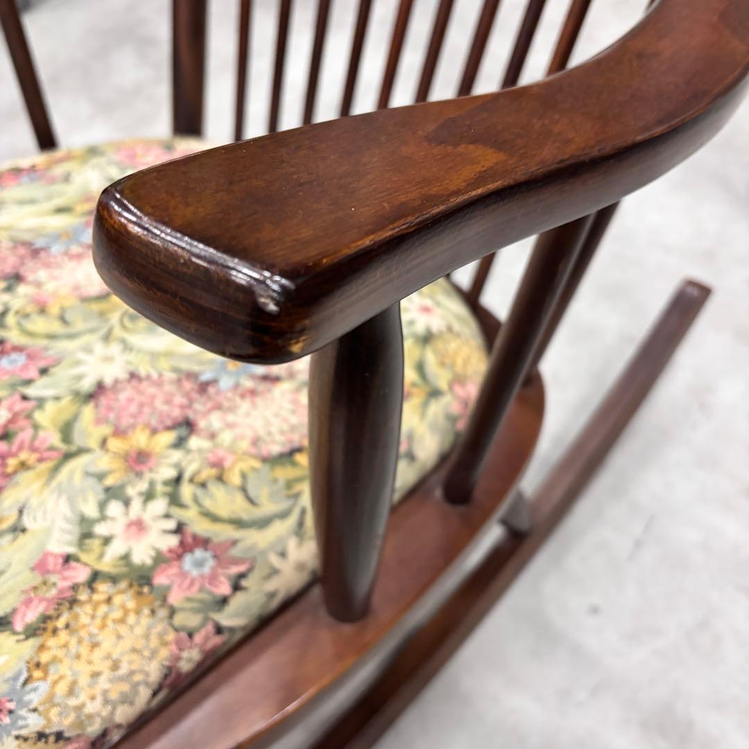 （なおさん専用）松田家具 ロッキングチェア 木製 アーム付き 花柄座面